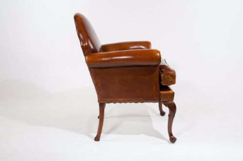 fig 1. Quality Antique Leather Walnut Armchair