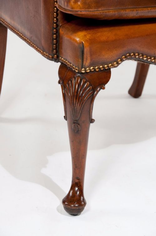 fig 2. Quality Antique Leather Walnut Armchair