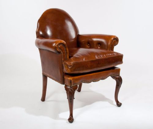 fig 4. Quality Antique Leather Walnut Armchair
