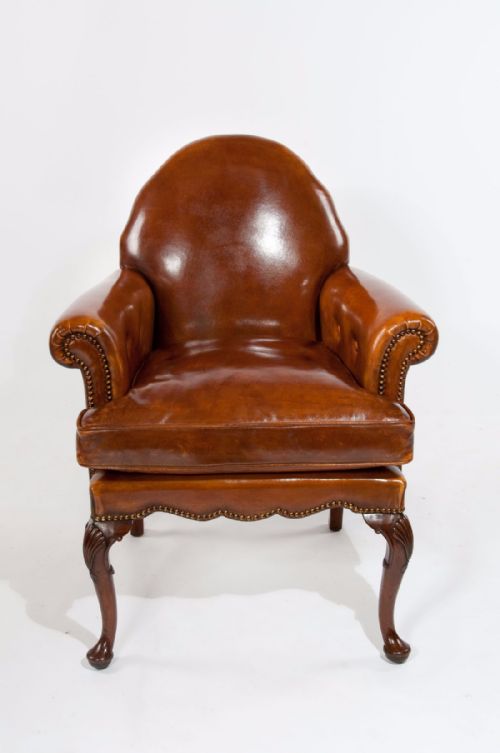 fig 5. Quality Antique Leather Walnut Armchair