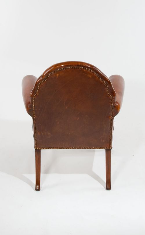 fig 6. Quality Antique Leather Walnut Armchair