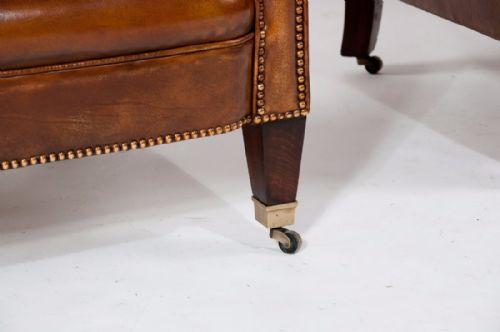 fig 3. Quality Pair of Antique Leather Tub Armchairs