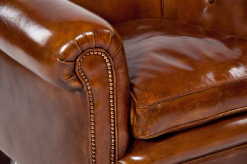 fig 5. Quality Pair of Antique Leather Tub Armchairs