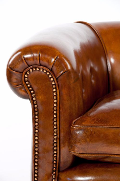 fig 8. Quality Pair of Antique Leather Tub Armchairs