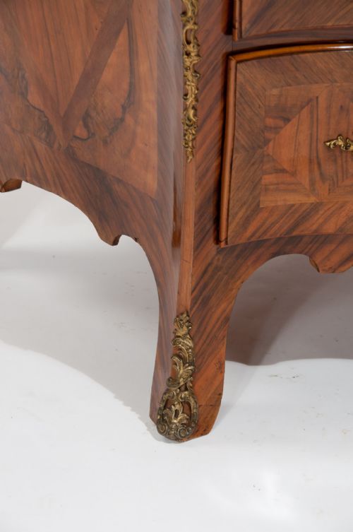 fig 4. Antique 19th Century Swedish Bombe Walnut Chest of Drawers