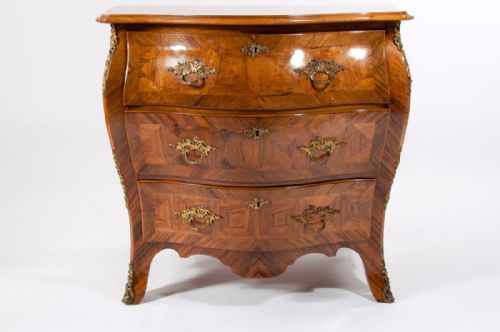 fig 7. Antique 19th Century Swedish Bombe Walnut Chest of Drawers