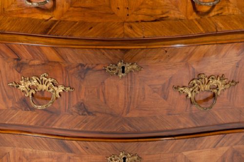 fig 8. Antique 19th Century Swedish Bombe Walnut Chest of Drawers