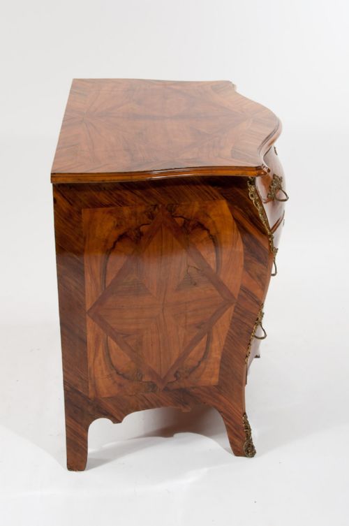fig 9. Antique 19th Century Swedish Bombe Walnut Chest of Drawers