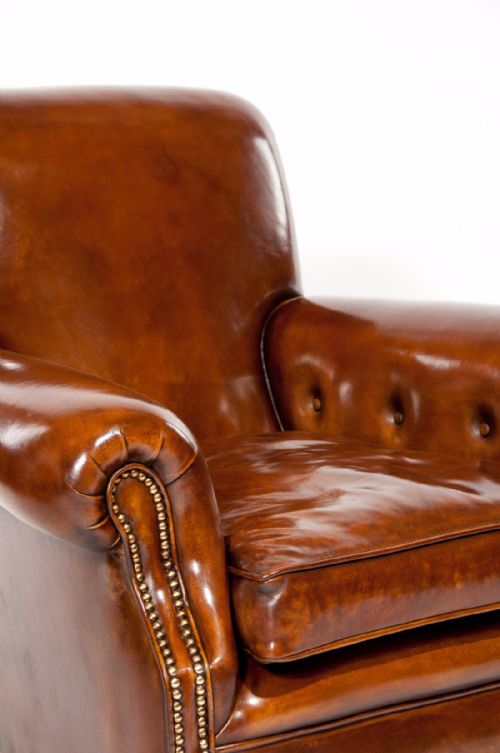 fig 8. Fine Pair Of Antique Leather Club Armchairs