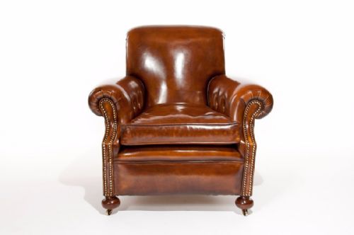 fig 10. Fine Pair Of Antique Leather Club Armchairs