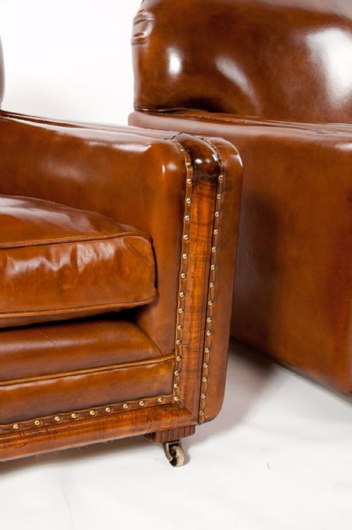 fig 5. A Quality Pair of Leather Art Deco Armchairs