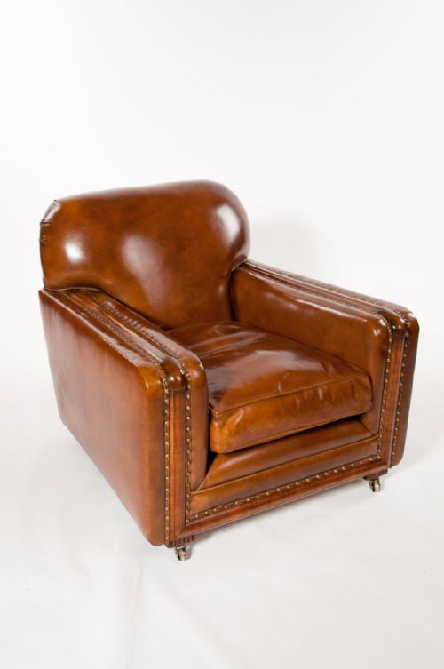 fig 7. A Quality Pair of Leather Art Deco Armchairs