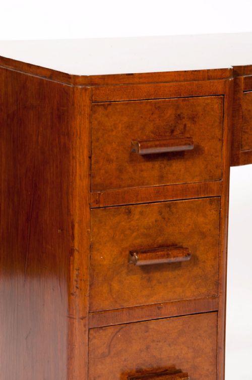 fig 1. Quality Shaped Art Deco Burr Walnut Desk