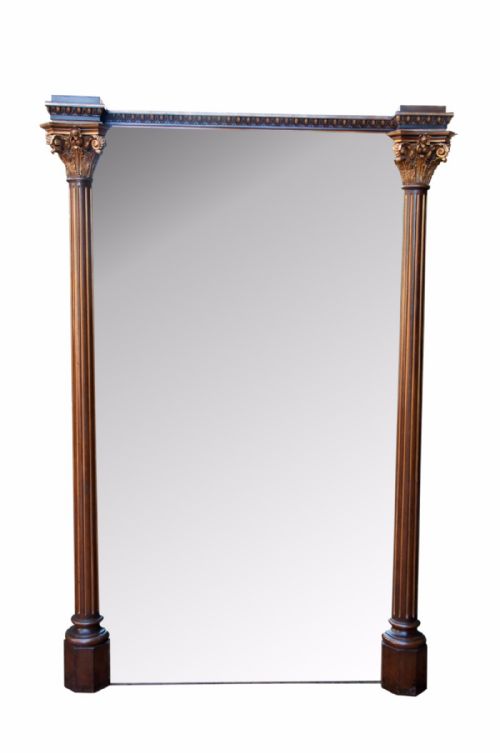 Magnificent Large 19th C Corinthian Columned Mirror Measuring 9 1/2 Feet High