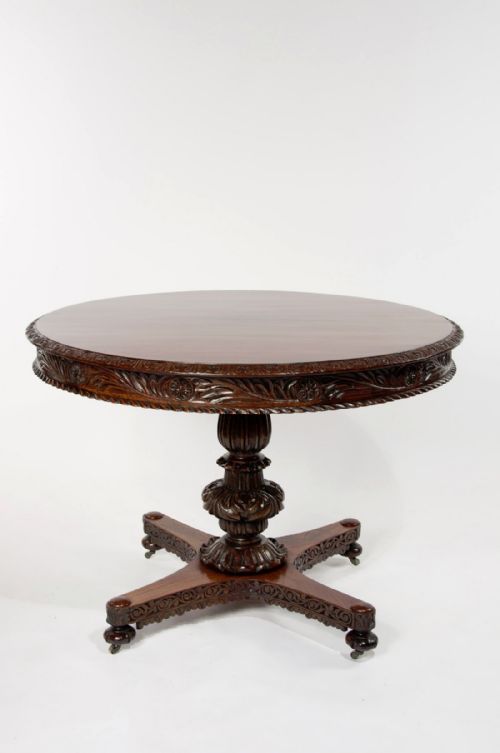 fig 5. 19th C Anglo Indian Rosewood Carved Table