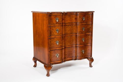 fig 1. Fine Burr Walnut Shaped Front Chest Of Drawers