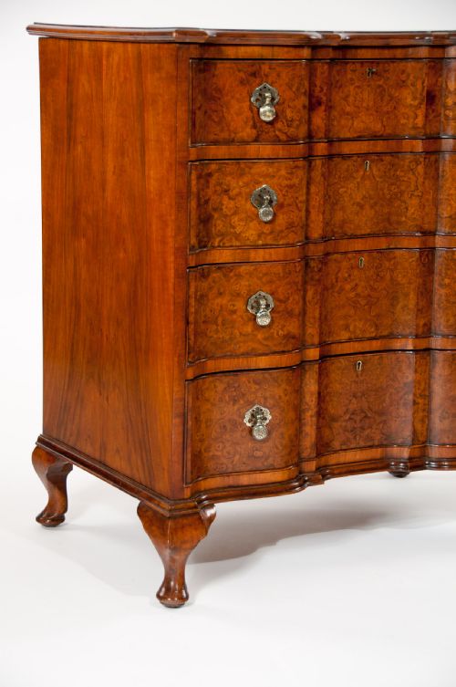 fig 2. Fine Burr Walnut Shaped Front Chest Of Drawers