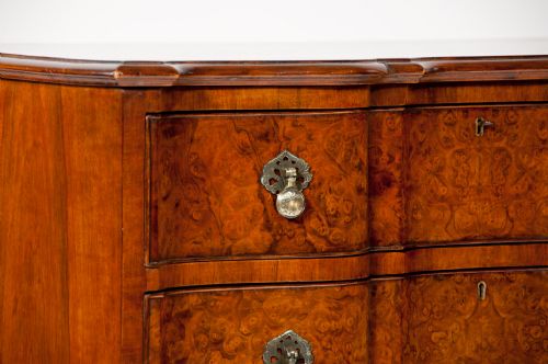fig 3. Fine Burr Walnut Shaped Front Chest Of Drawers