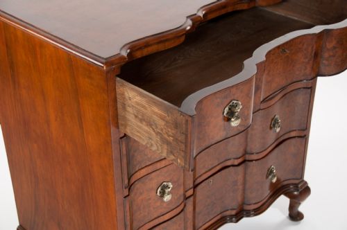fig 6. Fine Burr Walnut Shaped Front Chest Of Drawers