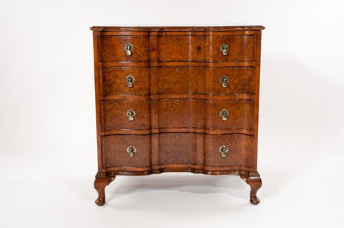 fig 8. Fine Burr Walnut Shaped Front Chest Of Drawers