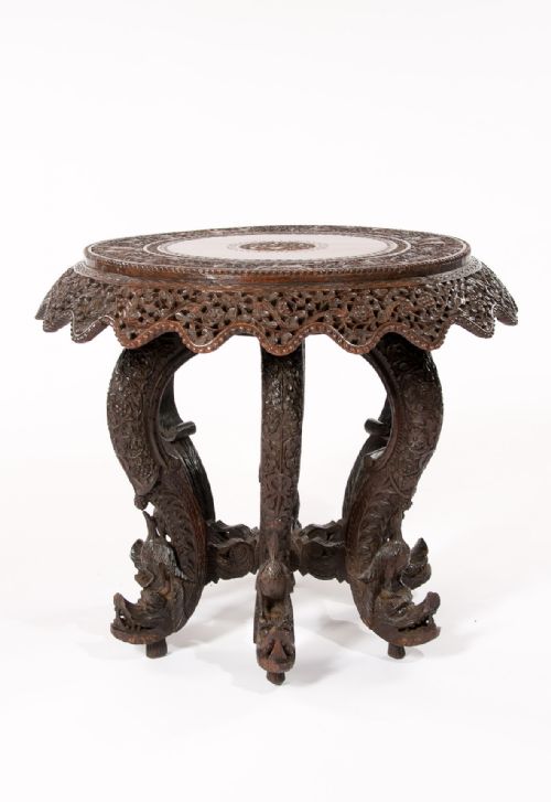 fig 2. An Impressive 19th C Anglo Indian Carved Revolving Occasional Table