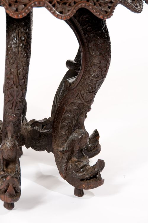fig 4. An Impressive 19th C Anglo Indian Carved Revolving Occasional Table
