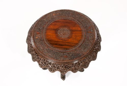 fig 6. An Impressive 19th C Anglo Indian Carved Revolving Occasional Table