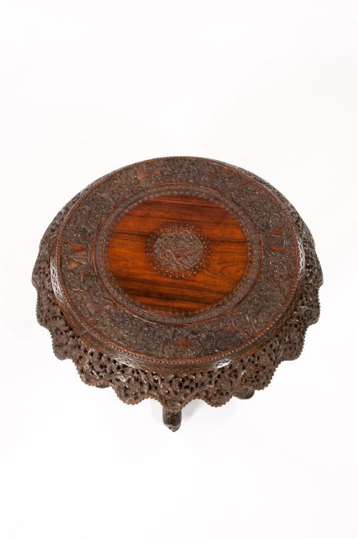 fig 7. An Impressive 19th C Anglo Indian Carved Revolving Occasional Table