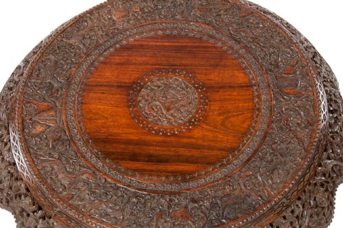 fig 8. An Impressive 19th C Anglo Indian Carved Revolving Occasional Table