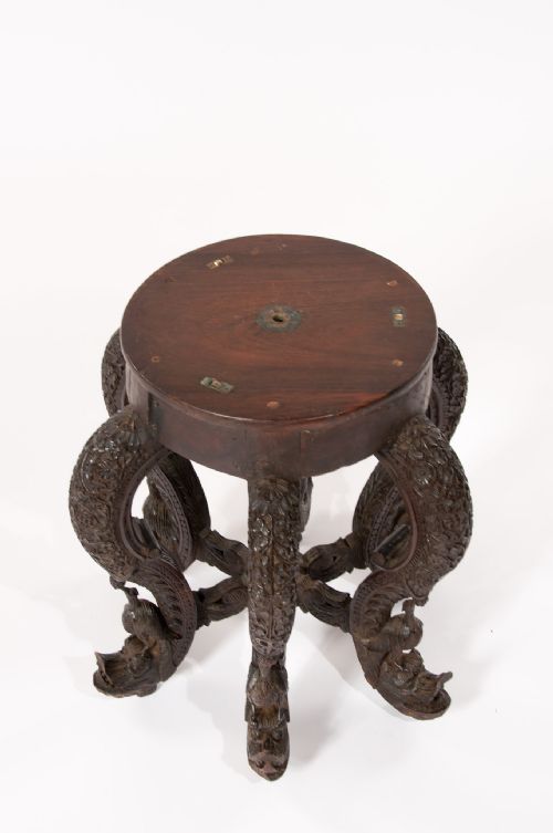 fig 10. An Impressive 19th C Anglo Indian Carved Revolving Occasional Table