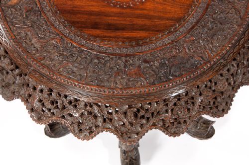 fig 9. An Impressive 19th C Anglo Indian Carved Revolving Occasional Table