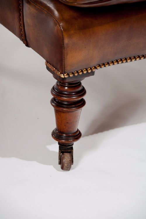 fig 1. An Attractive Antique 19th Century Walnut Leather Armchair