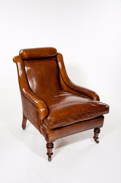 fig 2. An Attractive Antique 19th Century Walnut Leather Armchair