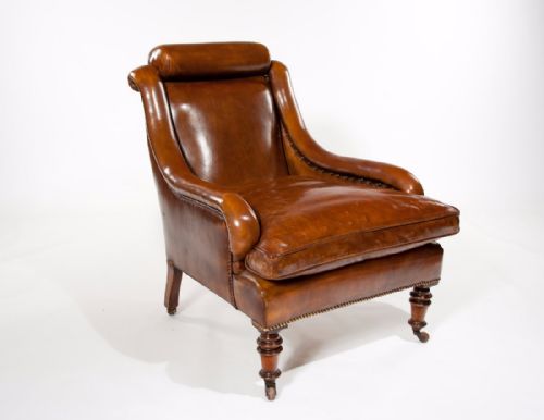 fig 3. An Attractive Antique 19th Century Walnut Leather Armchair