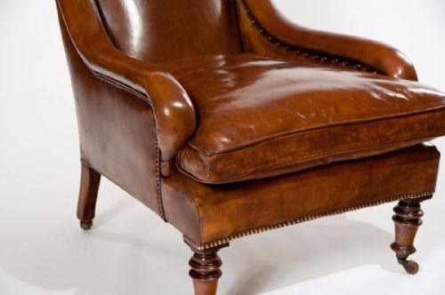 fig 4. An Attractive Antique 19th Century Walnut Leather Armchair