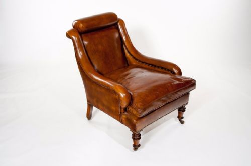 fig 5. An Attractive Antique 19th Century Walnut Leather Armchair