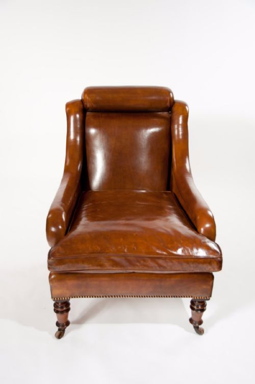 fig 9. An Attractive Antique 19th Century Walnut Leather Armchair