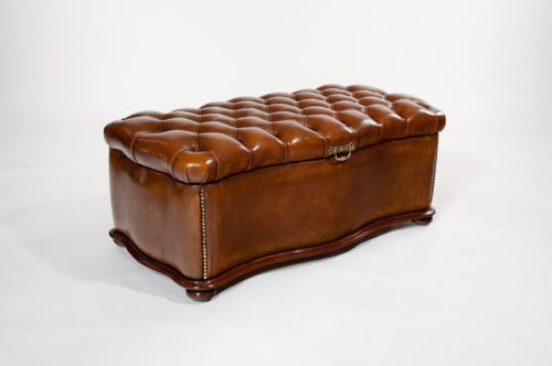 fig 1. Excellent 19th Century Shaped Leather Ottoman