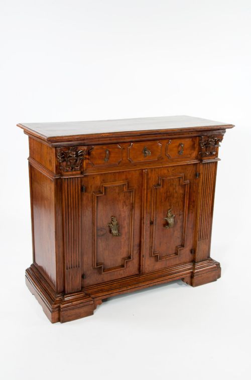 Rare 17th Century Italian Walnut Side Cabinet