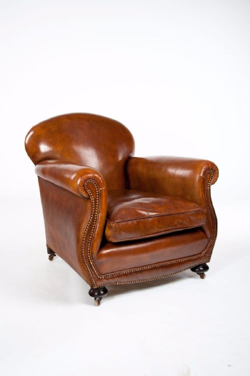 fig 1. Quality Victorian Shaped Leather Club Armchair