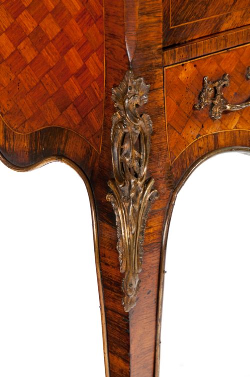 fig 3. Extremely Fine Shaped 19th C French Marble Topped Marquetry Cabinet