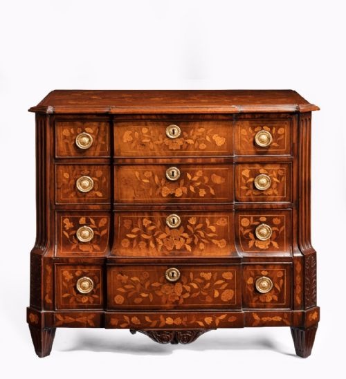 fig 1. Antique Dutch Marquetry Chest of Drawers
