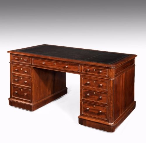 Quality Victorian Pedestal Desk by W Priest London