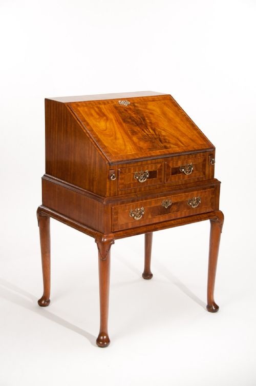 fig 1. Antique Faded Mahogany Bureau On Stand