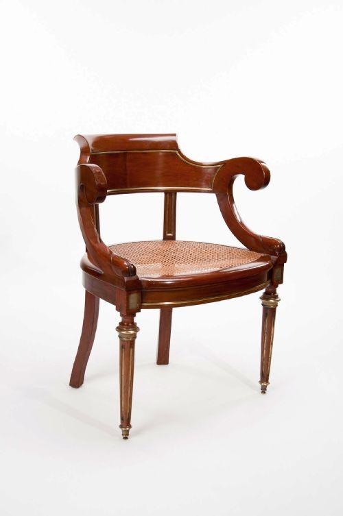 fig 1. Antique French Mahogany and Brass Desk Chair