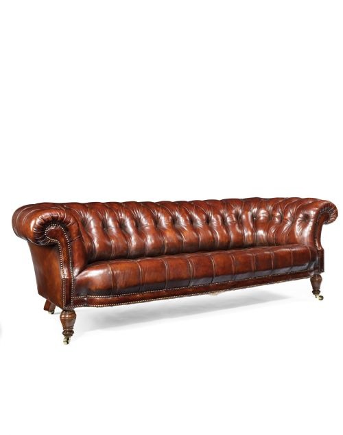 fig 1. 19th Century Walnut Holland and Sons Leather Chesterfield