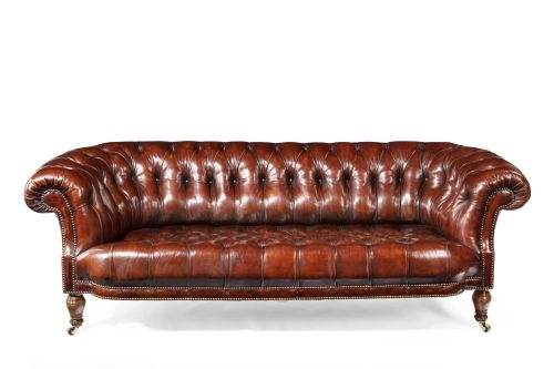 fig 2. 19th Century Walnut Holland and Sons Leather Chesterfield