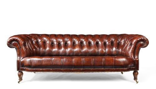 fig 3. 19th Century Walnut Holland and Sons Leather Chesterfield