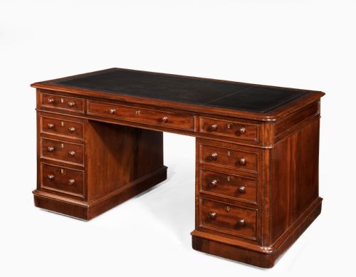 fig 1. Quality Victorian Pedestal Desk by W Priest London