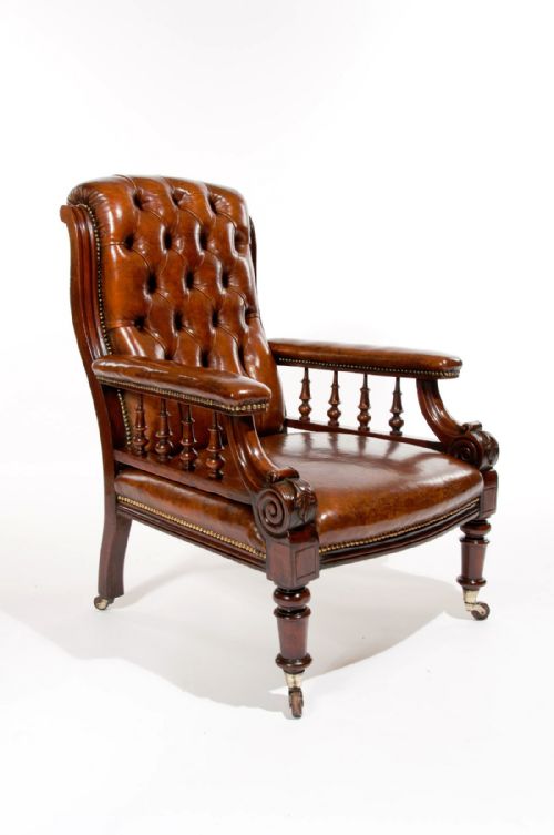 Quality Victorian Mahogany Leather Armchair